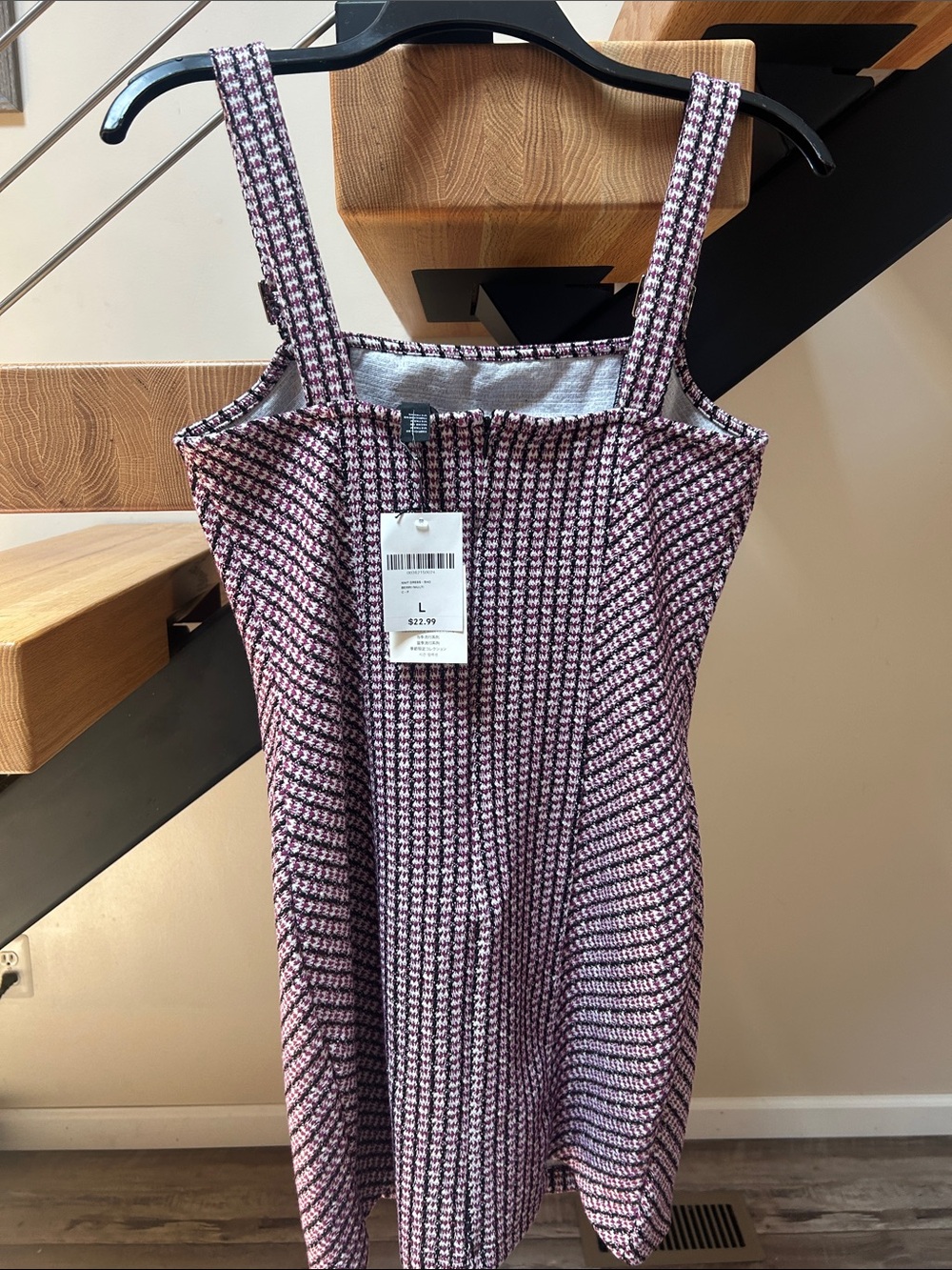 Forever 21 Pink & Black Tweed-Strap Mini Dress